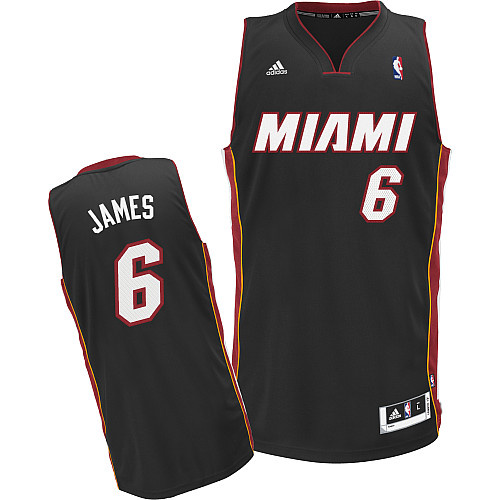  NBA Miami Heat 6 LeBron James New Revolution 30 Miami Swingman Road Black Jersey